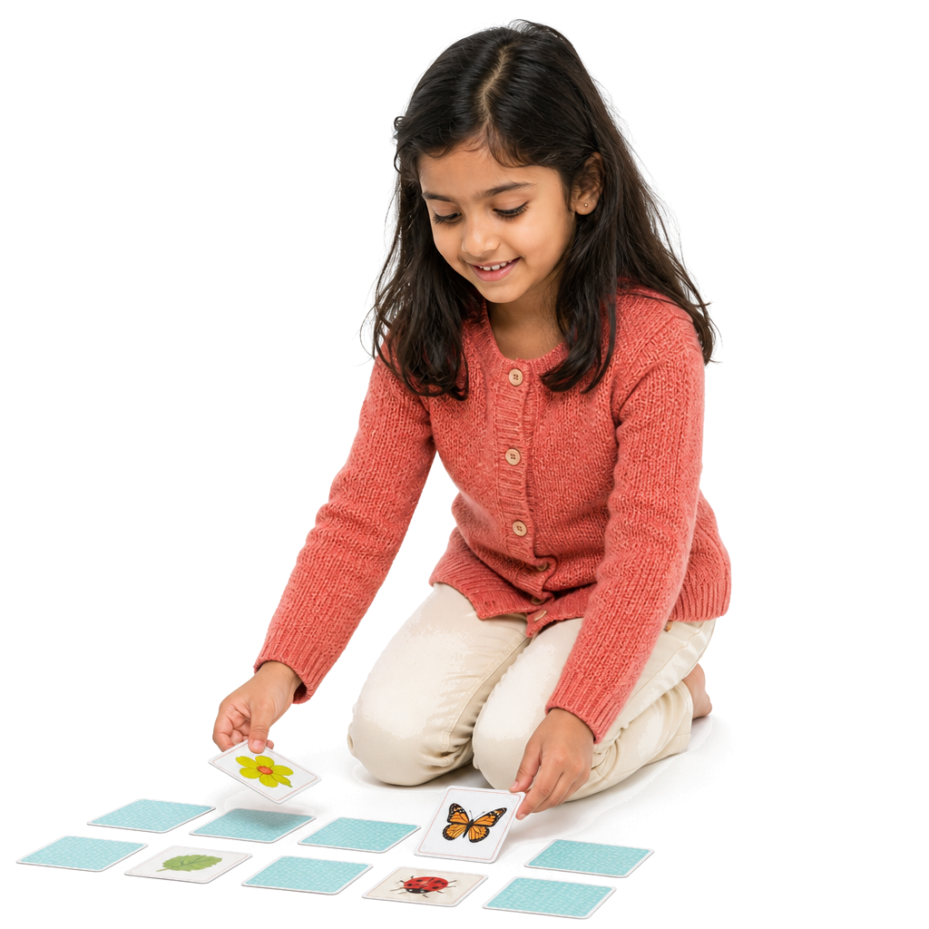 A child playing a memory matching game